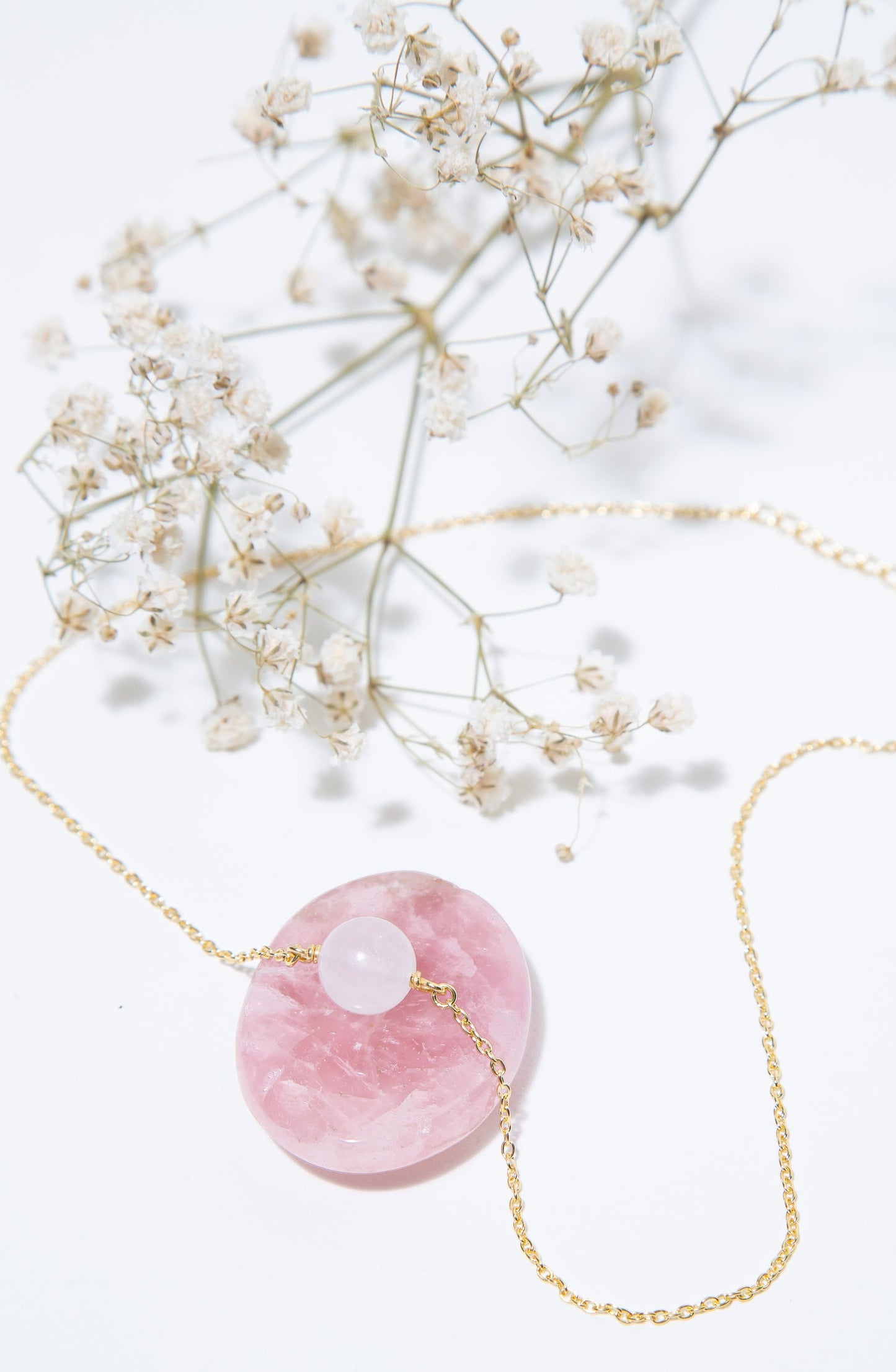 Gold Rose Quartz Calming Necklace