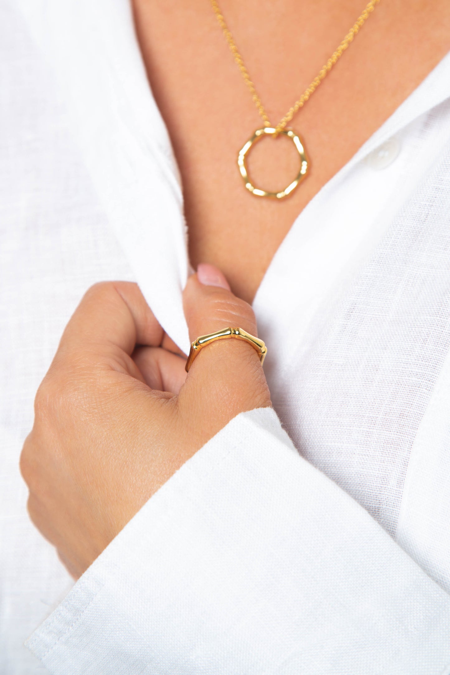 Bamboo Infinity Ring - Gold