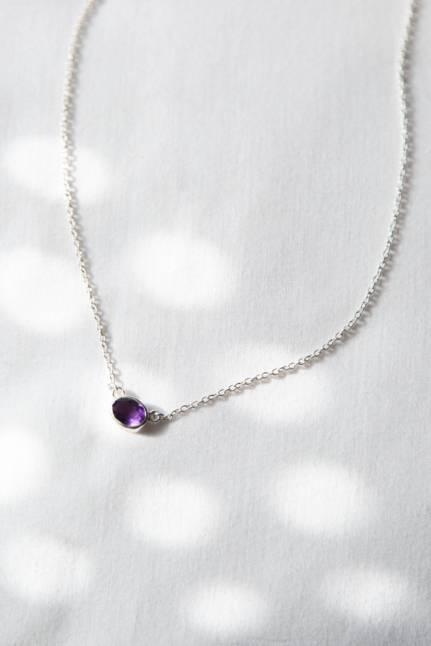 Silver Amethyst Gemstone Necklace